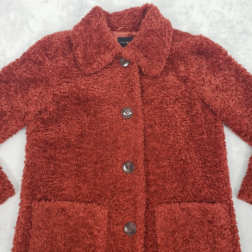 Tribal Womens Small Rust‎ Brown Teddy Bear Coat Jacket Sherpa Style Winter Long